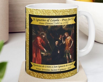 Saint Ignatius Coffee Mug: Vintage Catholic Art, Inspirational Gift
