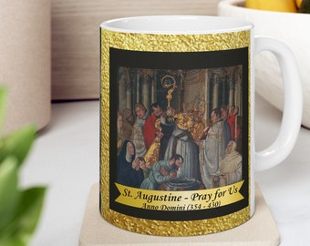 St. Augustine Catholic Coffee Mug: Vintage Icon-Inspired Gift