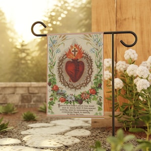 Sacred Heart of Jesus Garden Banner: Vintage Catholic Decor 12'' × 18''