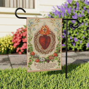 Sacred Heart of Jesus Garden Banner: Vintage Catholic Decor image 7
