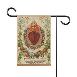 Sacred Heart of Jesus Garden Banner: Vintage Catholic Decor image 3