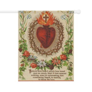 Sacred Heart of Jesus Garden Banner: Vintage Catholic Decor image 2