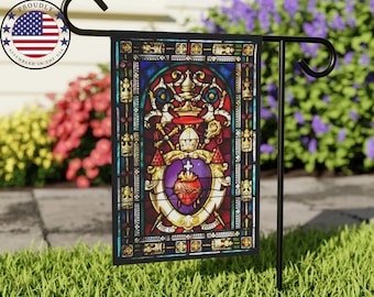 Sacred Heart of Jesus Banner: Stained Glass Catholic Home Decor