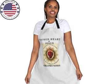 Sacred Heart of Jesus Apron: Catholic Kitchen Decor, Adjustable Straps