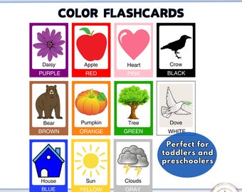Tarjetas didácticas para aprender los colores para niños pequeños: Imágenes divertidas (Descargar PDF)