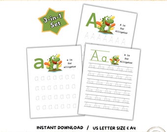Alphabet Tracing Worksheets, ABC Handwriting Practice for Kids, Letter Tracing Printable, Homeschool Activity