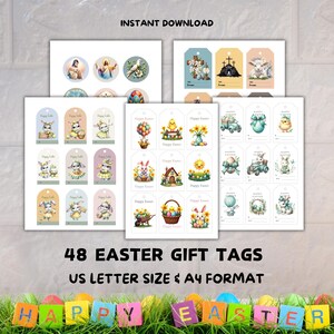 Happy Easter Gift Tags, Printable Tags for Easter Treats & Gifts – Bunny, Religious, Eggs and Spring Designs
