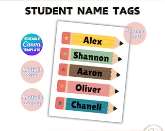 Editable Name Tag Template, Printable Pencil Classroom Name Tags for ...