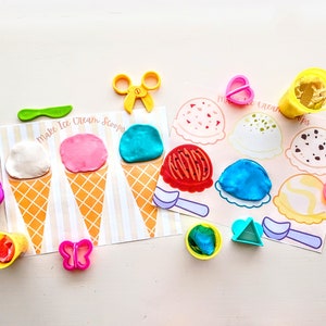 Ice Cream Shop Play Dough Mats: Kids&#39; Preschool Activity (Digital Download)