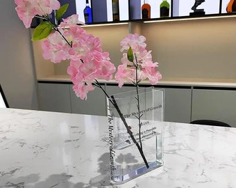 Clear Book Vase for Flowers, Cute Bookshelf Decor for Floral Arrangement Home Decor