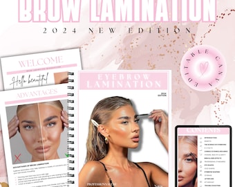 Eyebrow Lamination Training Manual, Tutorial, Eyebrow Training Course, Eyebrow Design, Step by Step, Student, Tutor, Educator, Edit in Canva