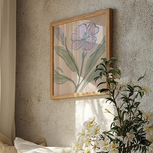 Set of 3 Modern Southern Floral Art Prints | Pastel Botanical Wall Art | Digital Download | Printable Gallery Wall Decor