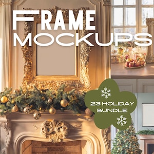 23 PSD & Canva Christmas Mockup Bundle, Wall Mockup Frame, Frames Mockup Digital Art Display, Christmas Art Mockup, Mockup Set