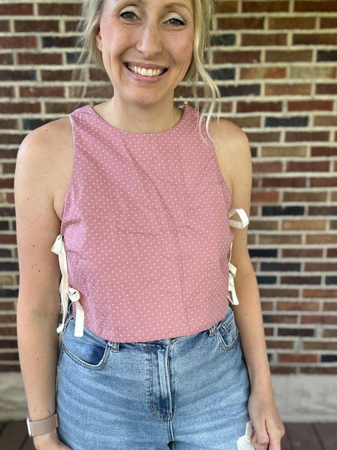 Tie Dye Heart Cropped Halter Neck Top - Pink