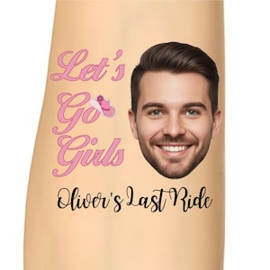 Let&#39;s Go Girls Groom Squad Tattoo – Bachelor Party Favors, Custom Face Tattoos, Bachelorette Temporary Tattoos, Last Ride Party Ink