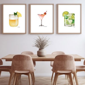 Cocktail kunstafdrukken set van 6 | Barwagen kunst | Cocktailposter | Mixologie muurafdrukken | Digitaal downloaden