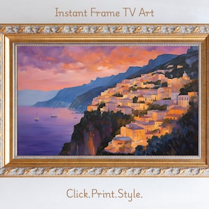 Frame TV Art | Mediterranean Coast Digital Download for Tv | Colorful Summer or Spring Frame Tv Instant Download