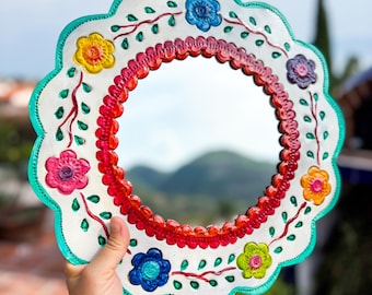 Handmade Mexican Punched Tin Flower Mirror – San Miguel de Allende Folk Art
