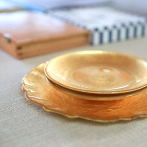 VINTAGE Beautiful set of 3 glass cracked gold foil platers