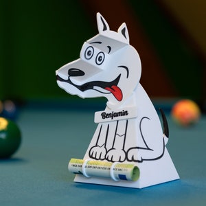 3D-illusiehond voor lasersnijden, vectorbestand, geldcadeau, sjabloon voor laser, SVG, PDF, AI