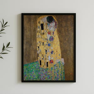 The Kiss by Gustav Klimt Art Print, Gustav Klimt Inspired Framed Art, Romantic Poster Frame, Couple Gift, The Kiss Photo Frame, Gift for Her