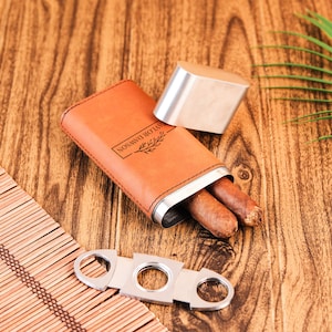 Personalisierte Zigarrenetui, Leder Zigarrenhalter mit Cutter, Zigarrenetui, Trauzeugen Geschenke, Geschenk für Mann, Geschenk für Papa, Geschenk für ihn