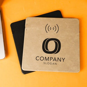 Company Logo Wireless Charger Pad, Custom Charger Mousepad, Wireless Mousepad, Business Gift, Leather Charging Mat, Custom Corporate Gift