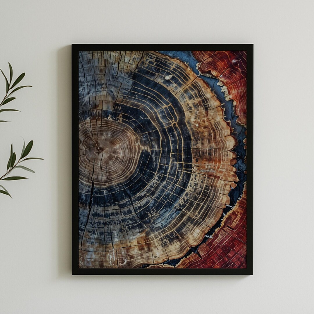 Tree Rings Collage Tree Ring Poster Frame, Colorful Tree Ring Print, Nature Wall Art ...