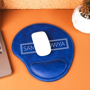 Personalized Leather Mousepad, Custom Engraved Mousepad, Leather Mousepad with Wrist Rest, Mousepad for Computer, Custom Office Desk Decor