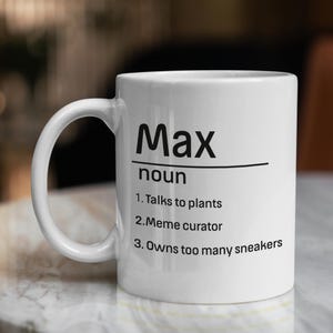 Personalized Name Mug, Fully Customizable Name Definition Mug, 3 Traits Coffee Cup, Description Mug, Own Words Printed Mug, Funny Gift Idea