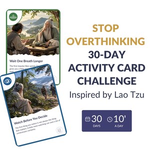 Stop Overthinking: 30-Day Mindfulness Activity Cards & Guided Journal, Printable Self-Help Challenge Game