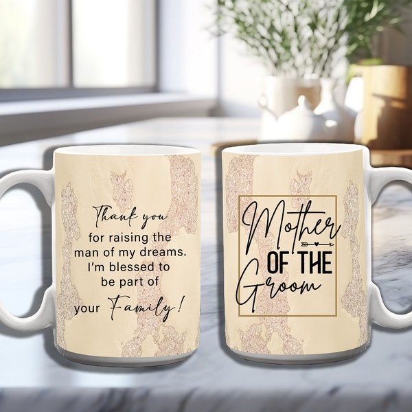 Mother of the Groom Mug, Mom of the groom Gift, Beautiful Wedding Gift, Elegant Bridal Party Gift, bonus mother of the groom present