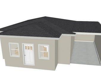 Modern 720 Sq Ft Small House Plan – 1 Bed / 1 Bath – Open Concept Layout – PDF Blueprint – ADU, Guest House, Rental