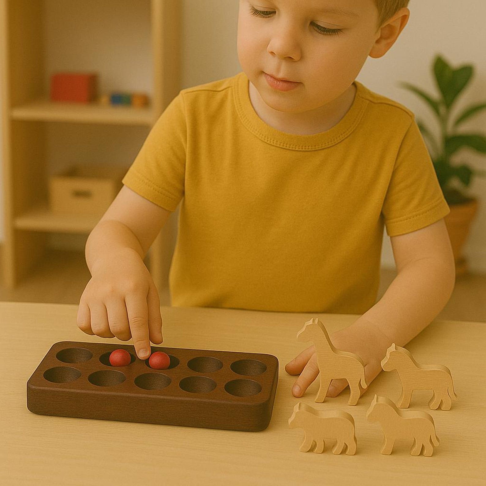 Double-sided Wooden Ten Frame Math Manipulative Tray Montessori ...