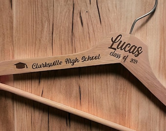 Personalized wooden hanger for grad Customized gown holder with name hanger for graduation Unique engraved hanger for graduation attire 2025