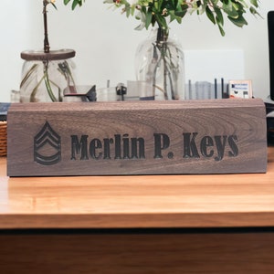 Personalized Wooden Desk Name Plate, Custom Desk Wedge, Name Plate Office Gift Corporate Office Gifts Office Desk Plate, Engraved Wood Wedge