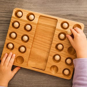 wooden 20 frame Montessori double ten frame math board homeschool math manipulative early math learning kindergarten math counting board