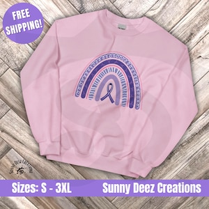 Boho Rainbow Lupus Gift Idea, Lupus Awareness Team Sweatshirt, Lupus Walk Purple Ribbon Sweater, Autoimmune Chronic Illness World Lupus Day
