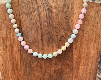 Beaded Gemstone Necklace, Rainbow Bead Necklace, Gemstone Beaded Necklace, Candy Necklace, Boho Necklace, Colorful Necklace, Charm Necklace