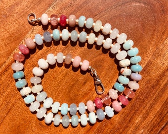 Beaded Gemstone Necklace, Rainbow Beaded Necklace, Gemstone Beaded Necklace, Candy Necklace, Boho Necklace, Colorful Necklace, Rainbow Beads