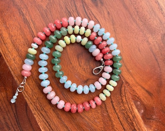 Beaded Gemstone Necklace, Rainbow Beaded Necklace, Gemstone Beaded Necklace, Candy Necklace, Boho Necklace, Colorful Necklace, Rainbow Beads