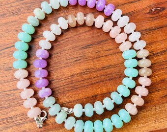 Beaded Gemstone Necklace, Rainbow Bead Necklace, Gemstone Beaded Necklace, Candy Necklace, Boho Necklace, Colorful Necklace, Charm Necklace