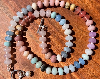 Beaded Gemstone Necklace, Rainbow Bead Necklace, Gemstone Beaded Necklace, Candy Necklace, Boho Necklace, Colorful Necklace, Charm Necklace