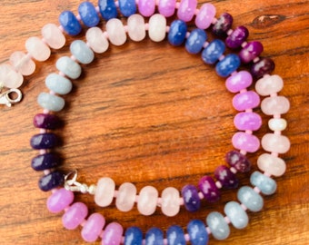 Beaded Gemstone Necklace, Rainbow Beaded Necklace, Gemstone Beaded Necklace, Candy Necklace, Boho Necklace, Colorful Necklace, Rainbow Beads