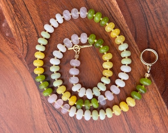 Beaded Gemstone Necklace, Rainbow Beaded Necklace, Gemstone Beaded Necklace, Candy Necklace, Boho Necklace, Colorful Necklace, Rainbow Beads