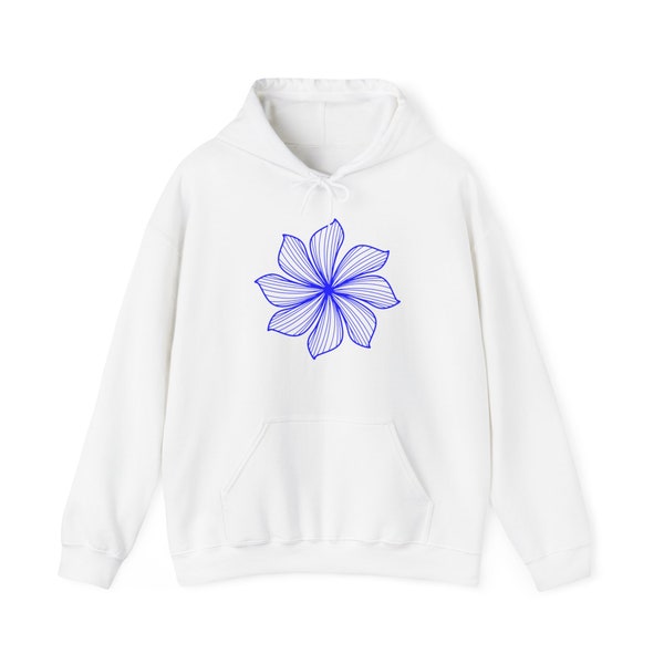 Helles blaues abstraktes grafisches Blumen-mit Kapuze Sweatshirt-kundenspezifische digitale Kunst durch Lalalaniart