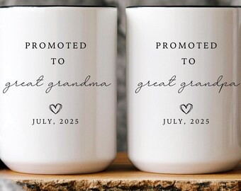 Promoted to Great Grandparents Mug Set New Great Grandparents, Mother's day Gift 2025, Pregnancy Announcement Future Great Grandparent Gift