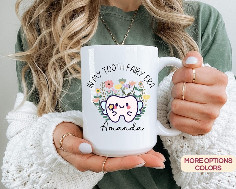 Custom Floral Dental Hygenist Mug Rda Cda Dsa Gift Tooth Fairy Cup custom-floral-dental-hygenist-mug-rda-cda-dsa-gift-tooth-fairy-cup