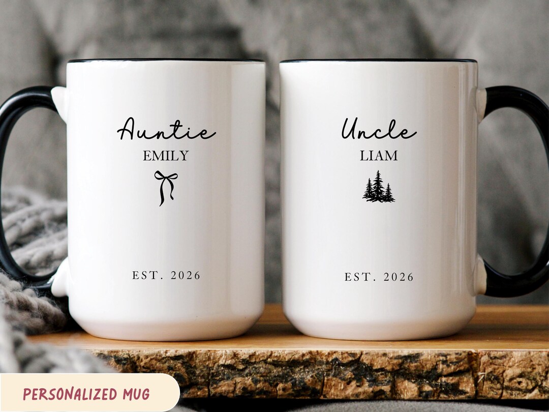 Personalized Pregnancy Reveal Mug for New Aunt and Uncle, Custom Uncle ...
