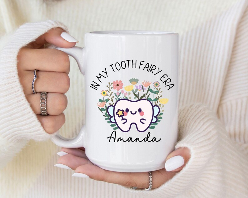 Custom Floral Dental Hygenist Mug Rda Cda Dsa Gift Tooth Fairy Cup custom-floral-dental-hygenist-mug-rda-cda-dsa-gift-tooth-fairy-cup